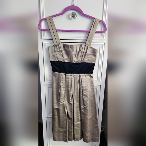 Vera Wang Lavender Label Taupe Pleated Dress Size 0